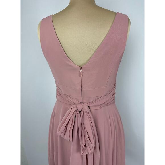 Azazie Size 10 A10 Dusty Rose Bianca A-Line Pleated Chiffon Gown Bridesmaid - Picture 8 of 14